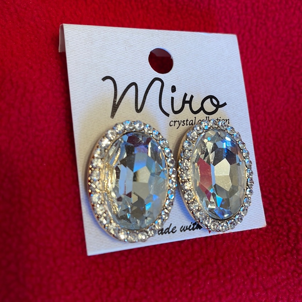 Heavy chunky bling post earrings crystal rhinestone